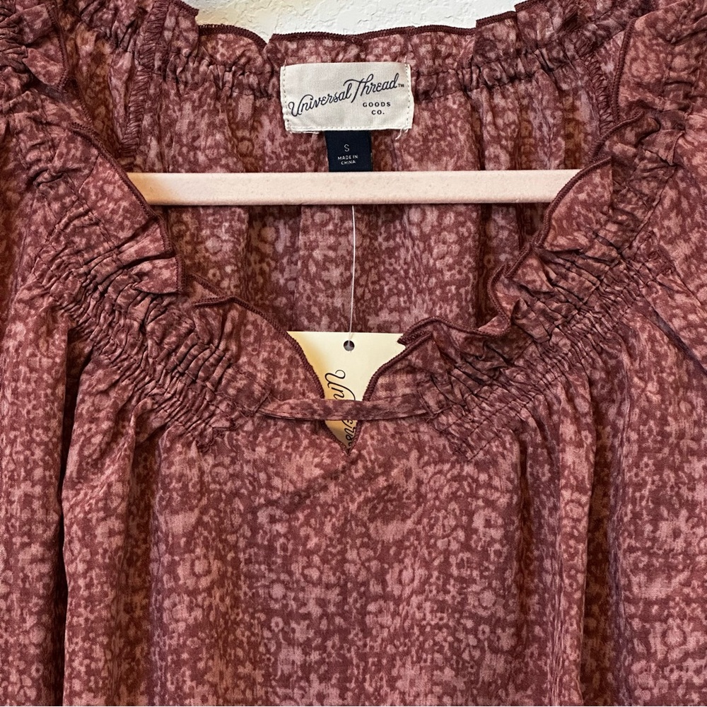 Universal Thread Mauve Peplum Blouse | Boho Cottagecore Ruffle Top SZ S NWT - Picture 3 of 6